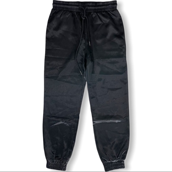 Boohoo Satin Look Black Joggers - Picture 2 of 5